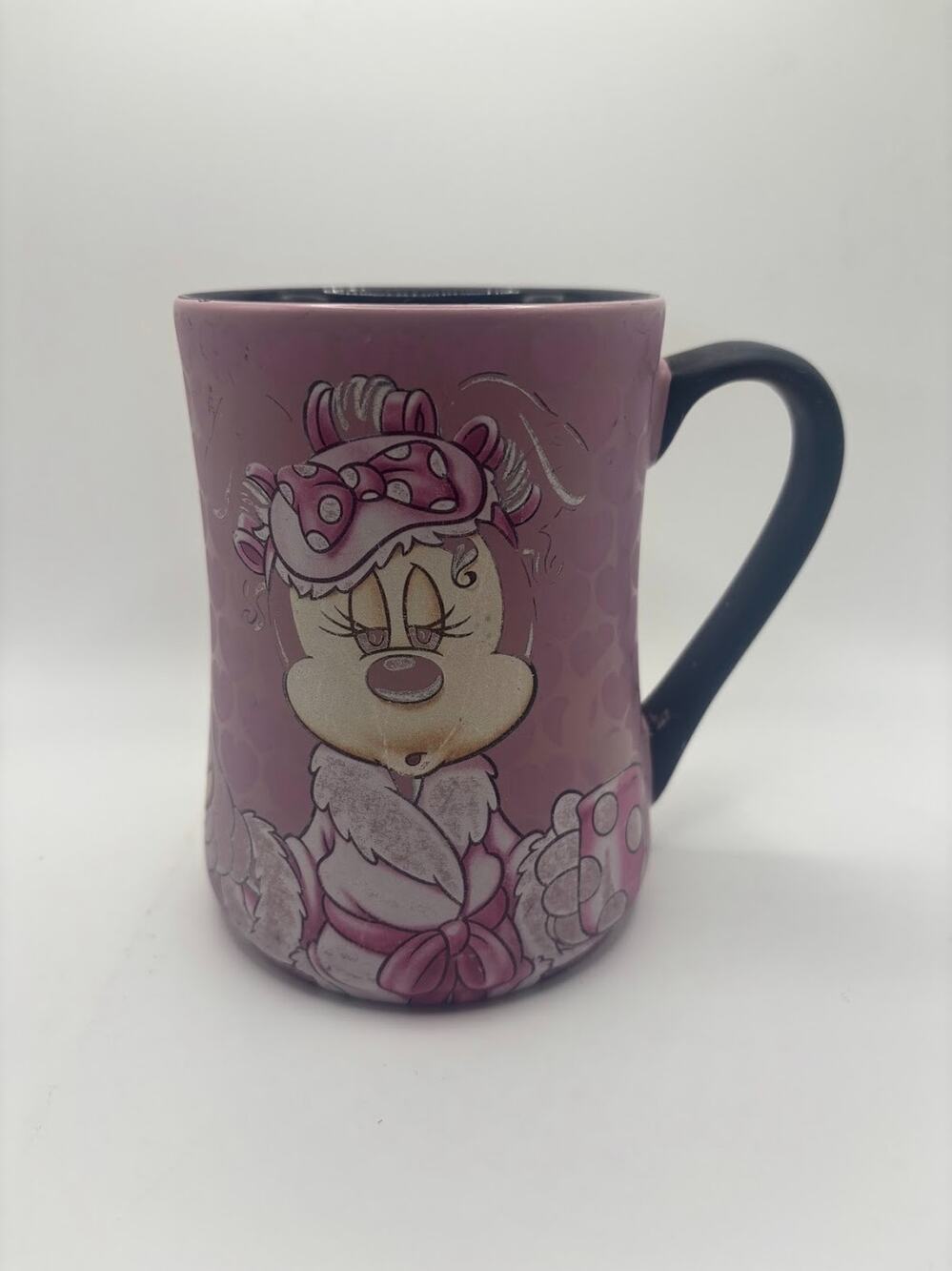 Disney Parks Minnie Mouse Pink Hearts Mug "Mornings aren’t PRETTY!"